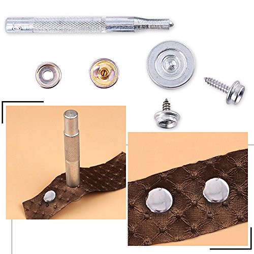 image for Swpeet 120Pcs Sliver Fastener Screw Snaps With 1Pcs Snap Setting Tool 