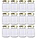 12 pack 4 oz Clear Glass Jam Jars for Jam,Honey,candies,sauce,Baby Foods,Jelly Wedding Favors,DIY Magnetic Spice Jars（Comes with gold lids）
