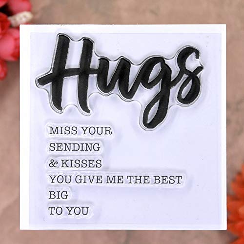 KWELLAM 4pcs/Lot Words Love Hugs hello friend Stamp Rubber Clear Stamps for Photo Album Decorative Card Making and DIY Scrapbooking - Thumbnail 2