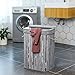 SONGMICS Bamboo Laundry Hamper Storage Basket Foldable Dirty Clothes Box Bin with Lid Handles and Removable Liner Rectangular 72L Distressed Gray ULCB10GW