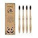 Kimz bamboo natural toothbrush charcoal black soft bristles biodegradable environmental ecofriendly compostable family pack case-pack of 4