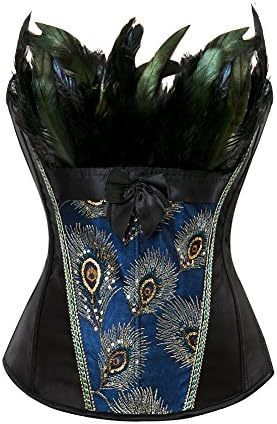 frawirshau Women's Lace Up Boned Overbust Corset Bustier Bodyshaper Top