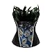 frawirshau Women's Peacock Style Lace Up Boned Corset Burlesque Lingerie Black XL