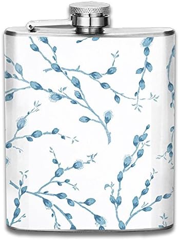 JJUSTING Watercolor Pussy Willow Stainless Steel Hip Flask, Pocket Flagon, Camping Wine Pot, Portable Liquor Flagon Retro Pocket Flask For Men And Women Gift