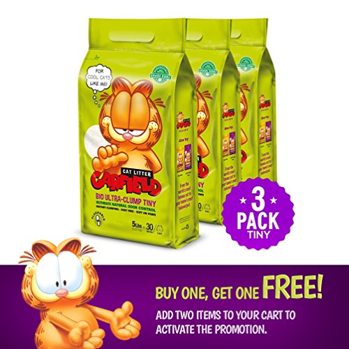 Garfield cat litter, tiny grains, flushable, 15 lbs
