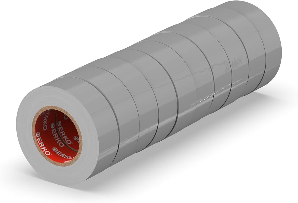 ERKO Gray Electrical Insulation Tape 10 Pack 0.6in x 33ft PVC 15mm x 10m
