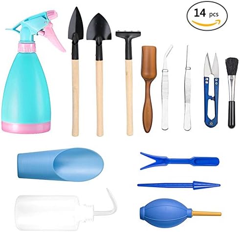 tebisi 14Pcs/Set Mini Bucket Shovel Tools Set for Succulent Transplanting Planting Gardening