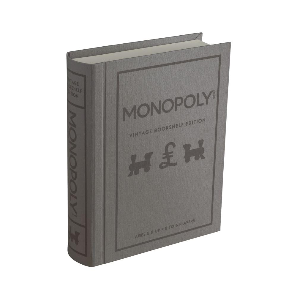 WS Game Company Monopoly Vintage Bookshelf Edition Board Game UK Edition for Ages 8 and Up, 6 Players, Strategy, Real Estate