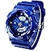 New Unisex Fashion Sport Watch Analog/Digital Water Resist Dual Time Multifunction Alarm Led Womens Mens Wristwatch 6 Colours Option (Blue)