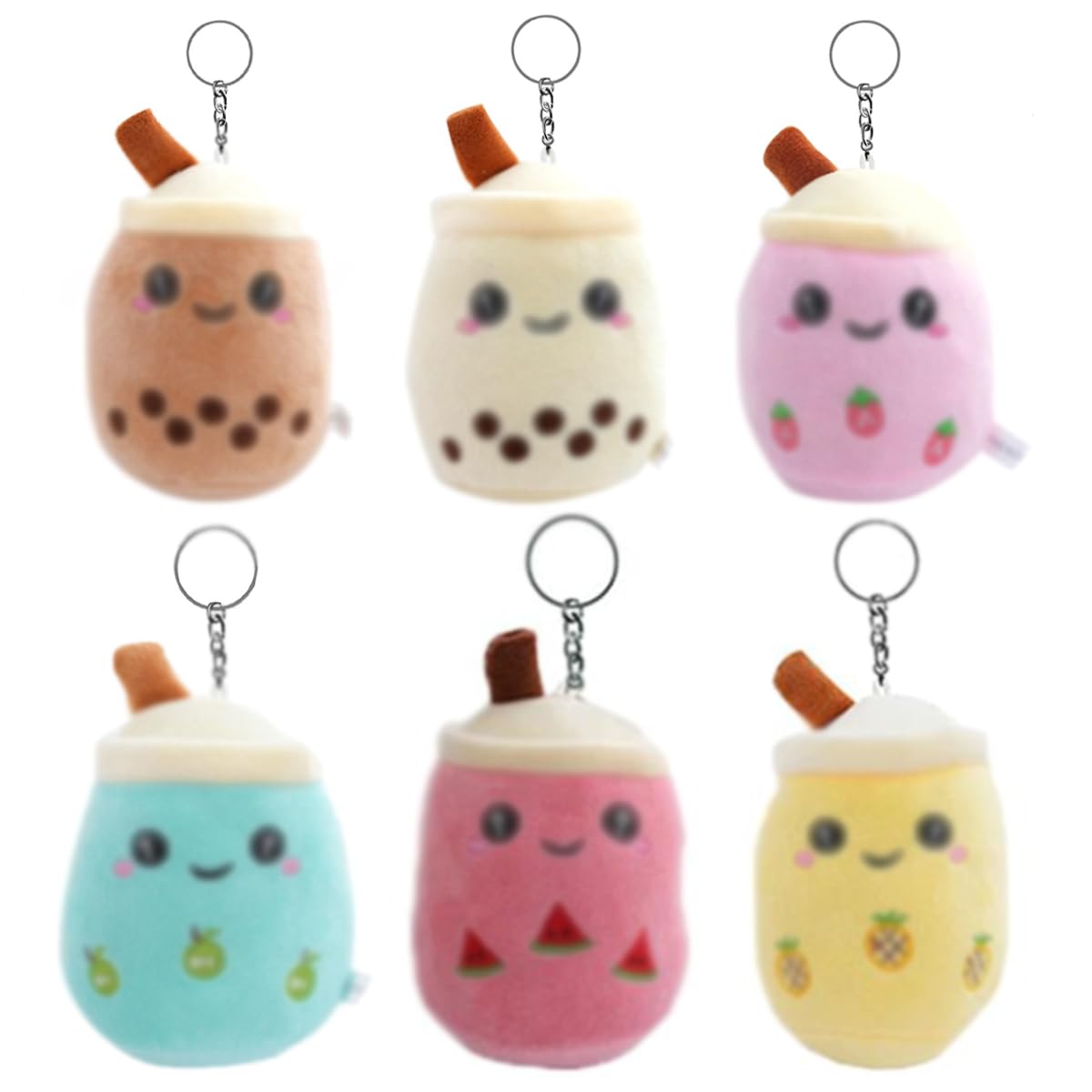 YaLiyA 6pcs Mini Bcpack Keyrg Squshmalow Keyri BubbleTea Keyrg Mini Key ChainsBubbleTea Key themed gifts
