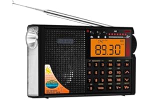 LIJIANI Shortwave Radio AIR/VHF/AM/FM/SW/Weather Bands Transistor with Bluetooth/TF Card/Flashlight,Key Backlight, Digital Record, Alarm Clock,Sleep Timer,Powered by AA & BL-5C Battery,Type-C;ANT Jack