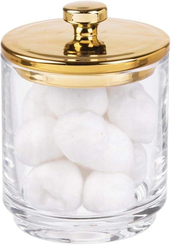 mDesign Glasbehälter mit Deckel fürs Badezimmer – Badzubehör für
