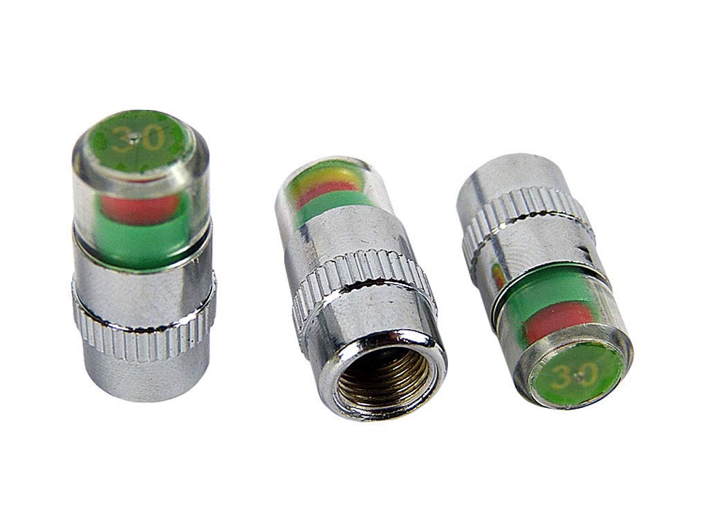 Hyfive Tyre Pressure Monitor Caps Indicators 4 Caps 30PSI 3 Colour Gauge Air Valve