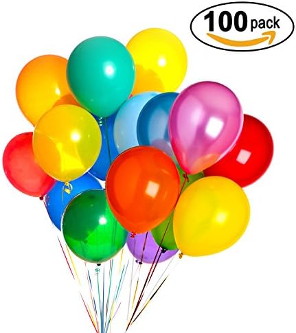 10" Assorted Color Latex Helium and Air Balloons, Pack of 100
