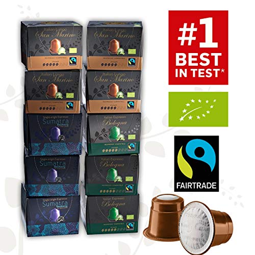 Real Coffee Bio und Fairtrade Testbox mit 4 Sorten: 100 Nespresso kompatible Kapseln. Kaffeekapseln Testsieger. 100% Bio… – Bild 8
