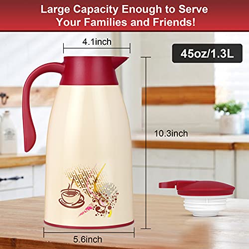 AceChef 40.5 Oz Glass Lined Thermal Carafe, Insulated Coffee Carafe