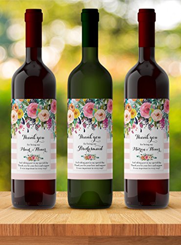 Thank You for being My Bridesmaid Wine Bottle Labels ● SET of 10 ● Bridesmaid Gifts, Bridal Party Thank You Gift Ideas, Bridal Party Thank You Card Alternative, Blush Pink, WEATHERPROOF, A102-THANK-10