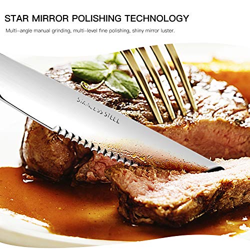 image for Steak Knives Set of 12, Elegant Life Japan Stainless Steel Kitchen Pre