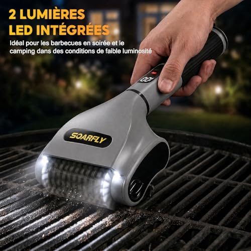 SOARFLY Electric Barbecue Brush, 210 Min Battery Life at 800 RPM, 20 kg Torque & Double LED Lighting, Electric Barbecue Brush For Men And Barbecue Enthusiasts