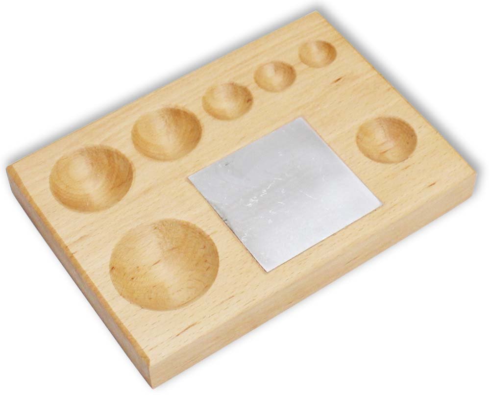 BENCH WIZARD Wooden Dapping Block 8.25" x 6" x 1" (20.95 cm x 15.2 cm x 2.5 cm) | Steel Plate Insert 3" x 3" (7.6 cm x 7.6 cm) | Versatile Half-Rounds | Perfect for Metalwork & Jewelry Crafts