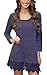 MiYang Women's Long Sleeve A-line Lace Stitching Trim Casual Dress L Violet