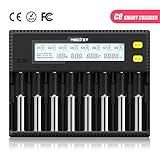 Intelligent AAA battery Charger,LCD Dispay 8 Bay Universal Smart Charger for Rechargeable Batteries Ni-MH Ni-Cd A AA LiFePO4 Li-ion 18650 26650 26500 18490 17670 17670 21700 RCR123 Batteries