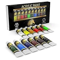 Acrylic Paint Set - Artist Quality Paints for Painting Canvas, Wood, Clay, Fabric, Nail Art, Ceramic & Crafts - 12 x 12ml Heavy Body Colors - Rich Pigments - Professional Supplies by MyArtscape