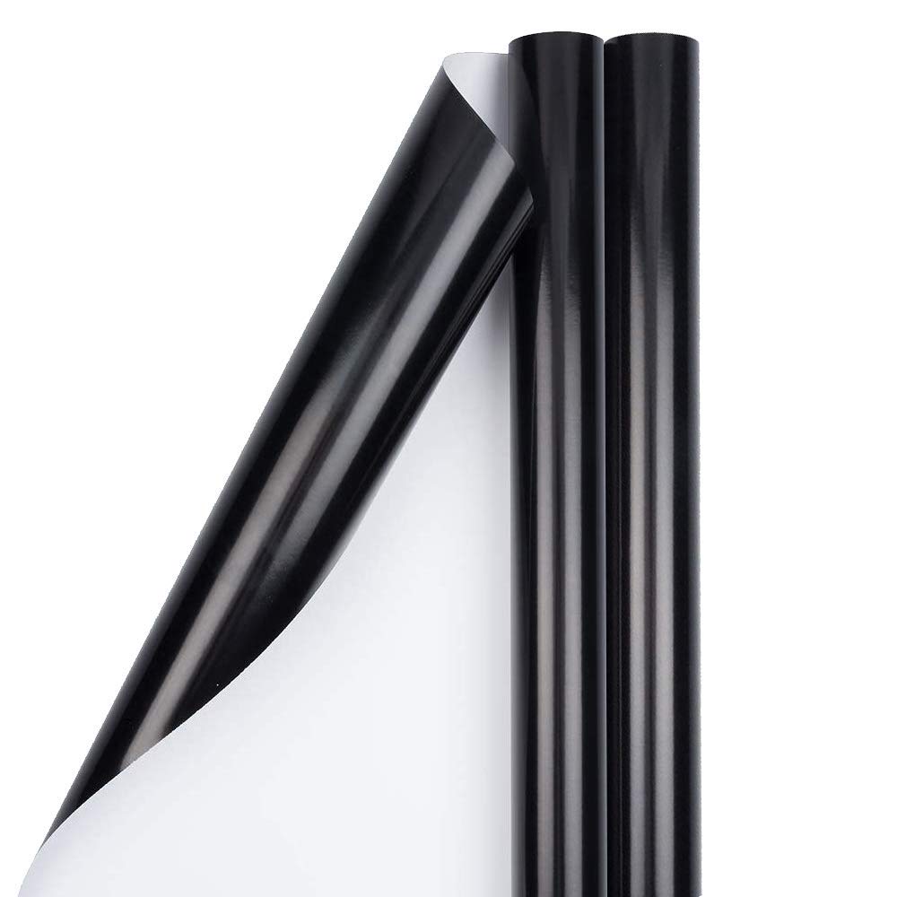 JAM PAPER Gift Wrap - Glossy Wrapping Paper - 25 Sq Ft per Roll - Black - 2/Pack