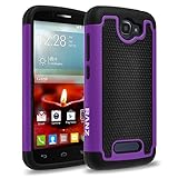 Alcatel One Touch Fierce 2 Case, RANZ Black/Purple Heavy Duty Dual Layer Armored Hybrid Case Cover For Alcatel One Touch Fierce 2 / Alcatel 7040T (T-Mobile/MetroPCS) / POP ICON A564C (Straight Talk/TracFone)