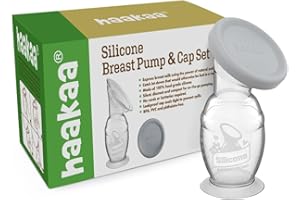 Haakaa Gen 2 Silicone Breast Pump with Suction Base and Leak-Proof Silicone Cap, 5 oz/150 ml, BPA PVC and Phthalate Free 1 Count (Pack of 1)
