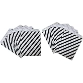 Beetoo 50pcs White and Black Striped Paper Bags, 5 x 7 Inches Food Safe Party Favor Treat Bag for Sweets Candy Biscuits Chocolates Birthday Wedding Xmas Gifts