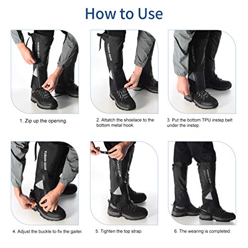 RUNACC Leg Gaiters Waterproof Shoe Gaiters for Outdoor Hiking Walking Hunting Mountain Climbing and Snowshoeing, Anti-Tear Oxford Fabric - Thumbnail 4
