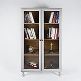 Estante Para Livros Ditália 2 Portas Vidro E-957 Cor:cinza