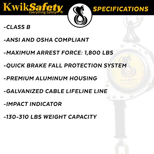 KwikSafety (Charlotte, NC) COBRA 30' Poly Web Self Retracting Lifeline (NO TANGLE) ANSI CLASS B SRL Locking Snap Hook Shock Absorber | Roofing Construction Personal Fall Arrest Protection Safety Yoyo