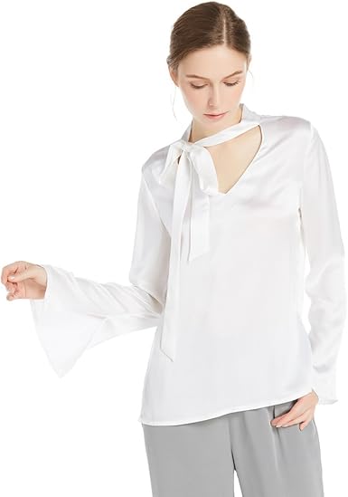 blusas con cinta en el cuello