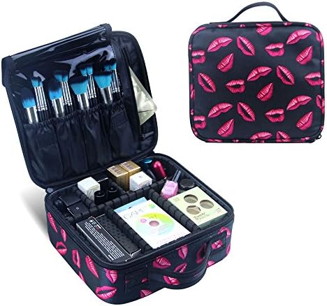 Makeup Train Case,Travel Makeup Case,Makeup Cosmetic Case,Cosmetic Organizer Bag,Portable Profession Artist Storage Bag,Tools case with Adjustable Dividers for Cosmetics Makeup Brushes (Black Zipper)