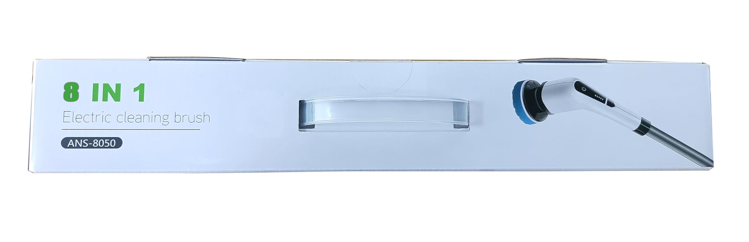 Electric Spin Scrubber, Cordless Bath Tub Power Scrubber with 8 Replaceable Drill Brush Heads, Shower Cleaning Brush with Adjustable Handle for Bathroom, Tile Floor & Car, White, (ANS-8050)