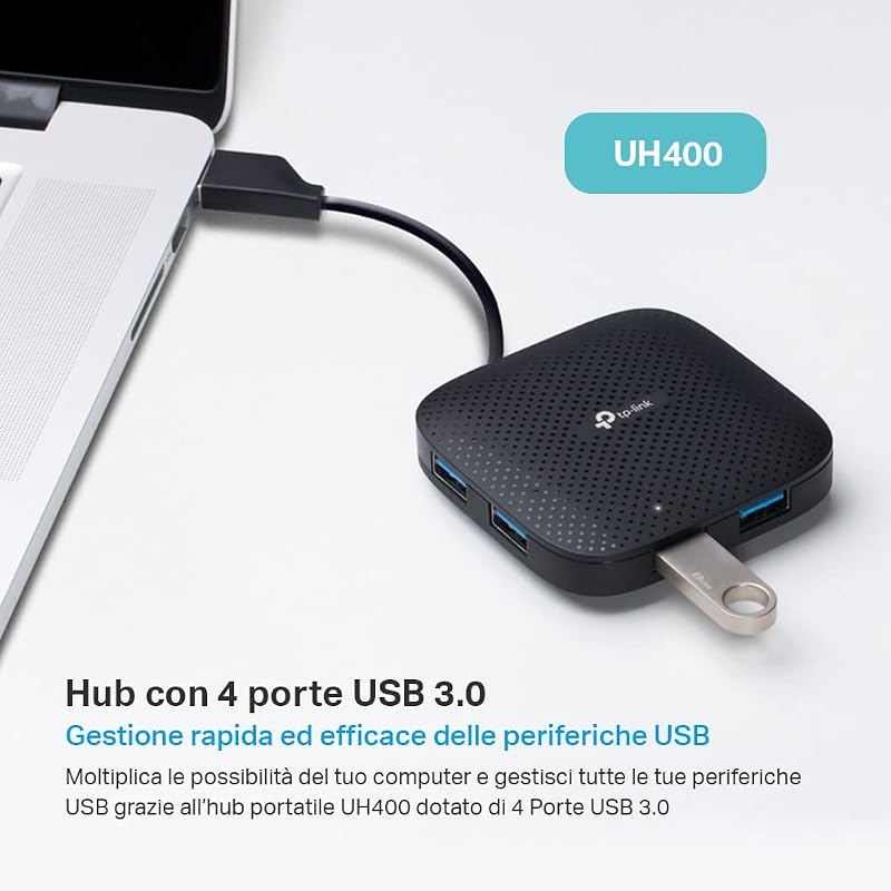 UH400 Hub USB 3.0 4 Porte Multipresa Cavo Pieghevole Portatile