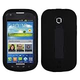 Microseven® Heavy Duty Armor Kickstand Case Cover for Samsung Galaxy Legend I200PP / I200 stellar Verizon Prepaid with Microseven® packaging (Black / Black)
