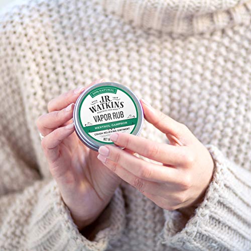 J.R. Watkins Natural Menthol Camphor Chest Rub, Flu and Cold Relief, Decongestant for Stuffy