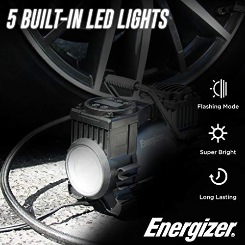 Energizer Air Compressor Portable Tire Inflator, 12V DC Air Pump for