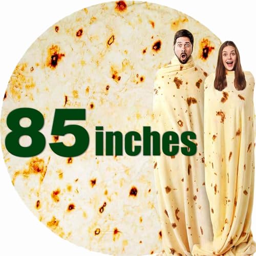 85in Burrito Tortilla Blanket White Elephant Gifts for Adults Useful Throw Blankets Women Men Party Cool Stuff Novelty Gag Soft Fleece Wrap