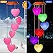 Loving Heart Solar Wind Chimes Outdoor Hanging - Waterproof Solar Powered LED Changing Lights Color Mobile Romantic Wind-Bell 6 Heart-Shaped Wind Chimes Gifts for Home, Party, Night Garden Decoration