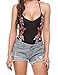 Zeagoo Women Sexy Rose Embroidery Spaghetti Straps Backless Bodysuit Romper