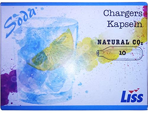 Liss 8 Gram CO2 Cartridges - Soda Chargers 10 Count For Use With Isoda Mastrad Soda Sparkle UKEG 64 and CO2 Powered Hobby Cars