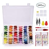 Embroidery Floss with Organizer Storage Box, BASEIN 108 Colors Friendship Bracelets Floss String Embroidery Thread String Kit with 39 Pcs Cross Stitch Kits Tools