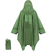 Cosmine Hooded Rain Poncho for Adult with Pocket, Waterproof Lightweight Unisex Raincoat Jacket for Hiking Camping Emergency