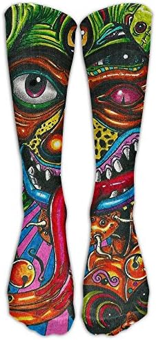 Long Dress Socks Cotton Trippy Acid Monster Football Comfortable Breathable Over-the-Calf Tube