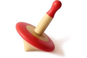 Shumee Organic Handmade Spinning Top 1 Pc/Set(Red)|6 cm| 100% Child Safe| Gyroscopes Toy| Fidget Spinner| Educational Toys|Montessori,Kindergarten Toys| Gift Toys for Kids/Toddlers