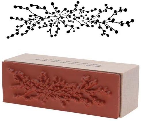 Wood Peg Mounted Rubber Stamp 3 Inch Large Berry Branches Design